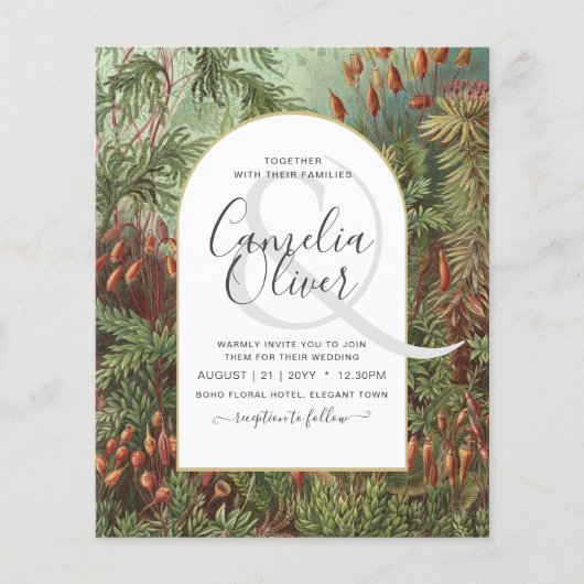 Vintage Botanical Green Terracotta Wedding invite チラシ (正面)