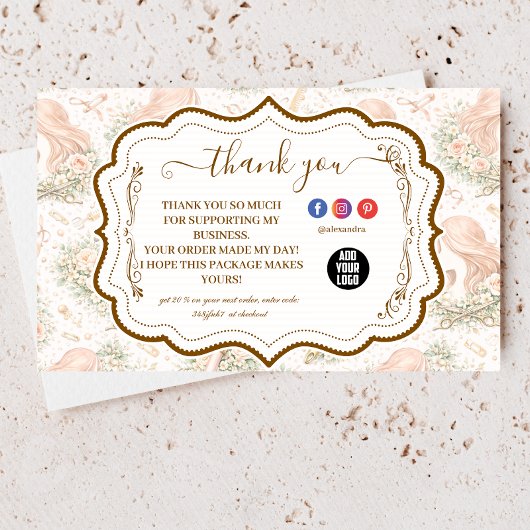 Vintage Botanical Hair Stylist サンキューカード