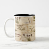 Vintage Botanical Herbarium Pattern ツートーンマグカップ (左)