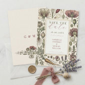 Vintage Botanical Herbs Vegetables Save The Date セーブザデート