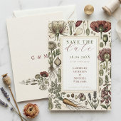 Vintage Botanical Herbs Vegetables Save The Date セーブザデート