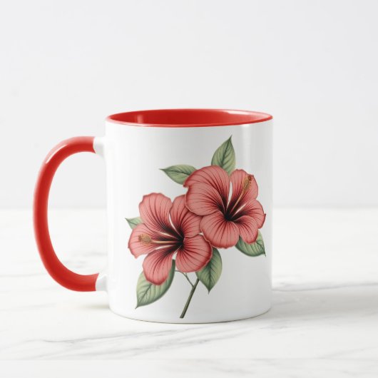 Vintage Botanical Hibiscus Coffee, tea mug マグカップ (左)