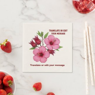 Vintage Botanical Hibiscus Flower edit スタンダードカクテルナプキン