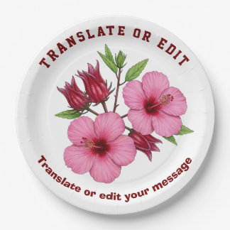 Vintage Botanical Hibiscus Flower edit ペーパープレート