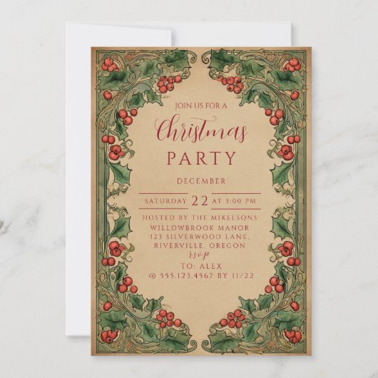 Vintage Botanical Holiday 招待状 (正面)