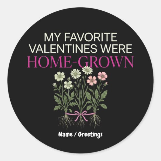 Vintage Botanical Home-Grown Valentines Scientific ラウンドシール (正面)