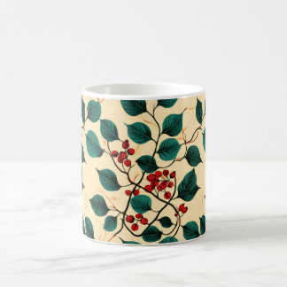 Vintage Botanical Leaf Pattern Mug Desig コーヒーマグカップ