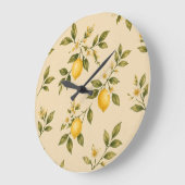 Vintage Botanical Lemon Blossom Wall Clock ラージ壁時計 (傾斜)