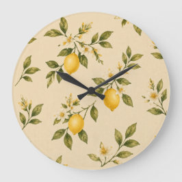 Vintage Botanical Lemon Blossom Wall Clock ラージ壁時計