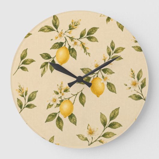 Vintage Botanical Lemon Blossom Wall Clock ラージ壁時計 (正面)
