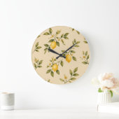 Vintage Botanical Lemon Blossom Wall Clock ラージ壁時計 (ホーム)