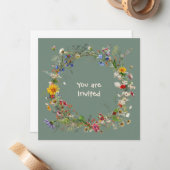 Vintage Botanical Loop Wreath Note Cards ノートカード (正面/裏面インサイチュ)