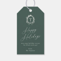 Vintage Botanical Monogram Green Holiday