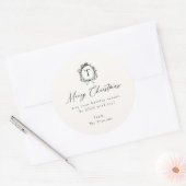 Vintage Botanical Monogram Holiday ラウンドシール (封筒)