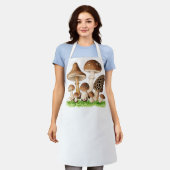 Vintage Botanical Mushroom Illustration Art エプロン (着用した状態)