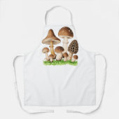 Vintage Botanical Mushroom Illustration Art エプロン (正面)