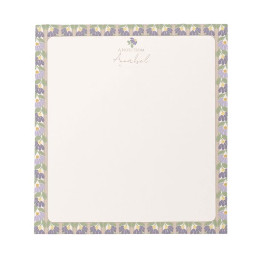 Vintage Botanical Notepad with Personalization ノートパッド (正面)