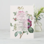 Vintage botanical off-white floral wedding  招待状 (スタンド正面)