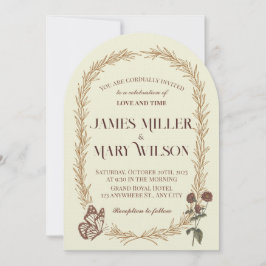 Vintage Botanical Oval Wedding Invite 招待状