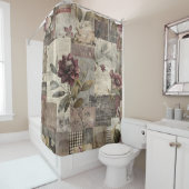 Vintage Botanical Patchwork Rustic (1) シャワーカーテン (インサイチュ)