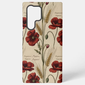 Vintage Botanical Poppy Script – Antique Red Samsung Galaxy S22 Ultraケース