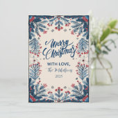 Vintage Botanical Red and Blue Holiday シーズンカード (スタンド正面)