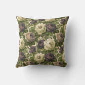 Vintage Botanical Romantic Chic Floral クッション (裏面)
