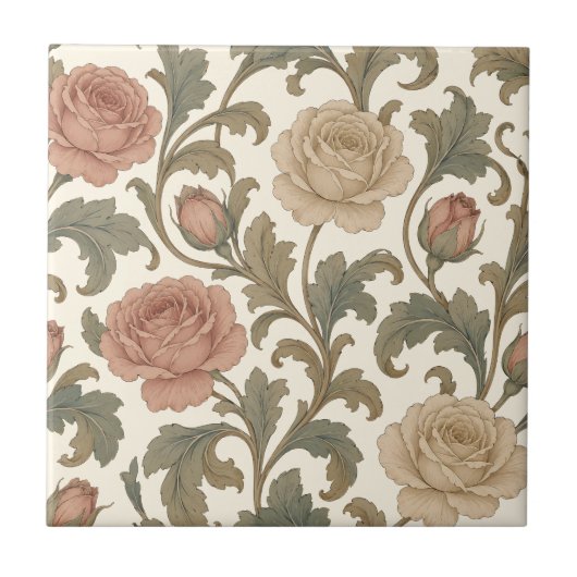 Vintage Botanical Rose タイル (正面)