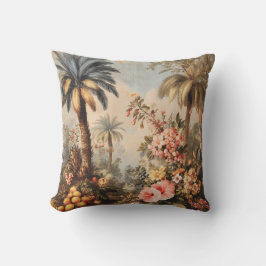Vintage Botanical Scene with Palms クッション