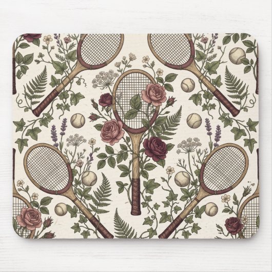 Vintage Botanical Tennis マウスパッド (正面)