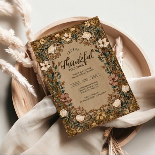 Vintage Botanical Thanksgiving Celebration 招待状