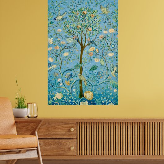 Vintage Botanical Tree of Life with Birds  ポスター (リビング2)