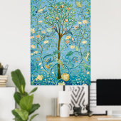 Vintage Botanical Tree of Life with Birds  ポスター (ホームオフィス)