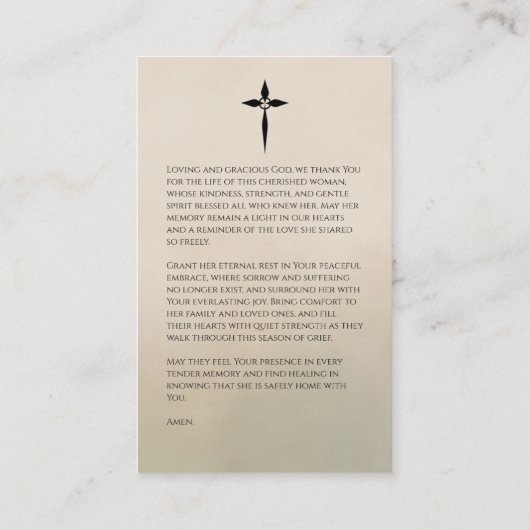 Vintage Botanical Tribute Prayer Card 名刺 (裏面)