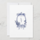 Vintage Botanical Wedding Invitation in Blue 招待状 (裏面)