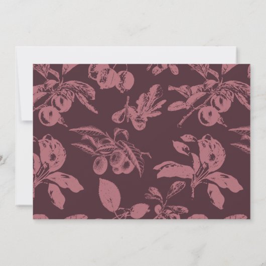 Vintage Botanical Wedding Plum Burgundy 招待状 (裏面)