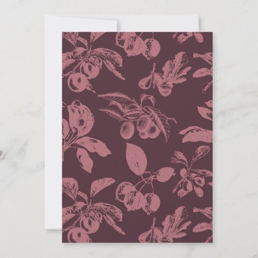 Vintage Botanical Wedding Plum Burgundy 招待状 (裏面)