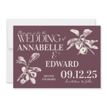 Vintage Botanical Wedding Plum Burgundy