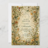 Vintage Botanical Wildflower Baby Shower 招待状 (正面)