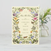 Vintage Botanical Wildflower Boho Save The Date 招待状 (スタンド正面)