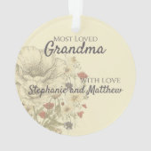 Vintage Botanical Wildflower Family Photo Memory オーナメント (裏面)