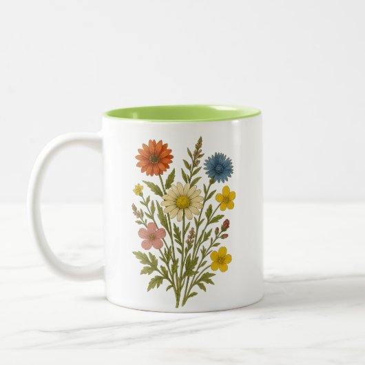Vintage Botanical Wildflowers mug ツートーンマグカップ (左)