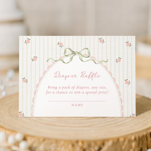 Vintage Bow Diaper Raffle Enclosure Card エンクロージャーカード