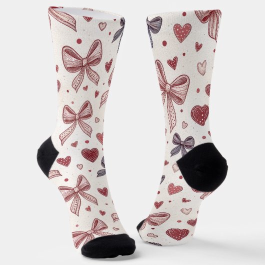  Vintage Bow & Heart Cute Socks ソックス (傾斜あり)