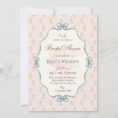 Vintage bow pastel blue pink BRIDAL SHOWER 招待状 (正面)