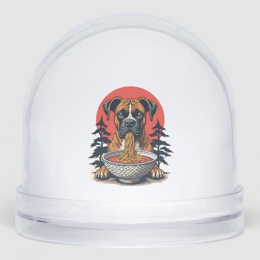 Vintage Boxer Dog Eating Ramen Japanese Sunset Ill (正面)