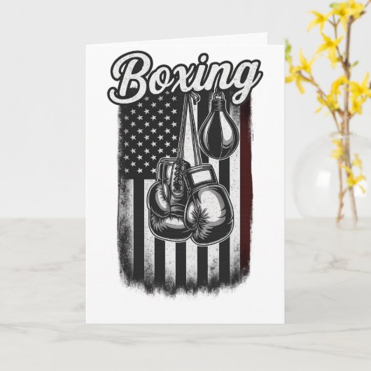 Vintage Boxing American Flag Retro カード (黄色い花)