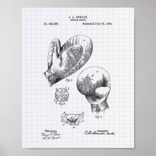 Vintage Boxing Glove 1894 Patent Art - Lined Peper ポスター