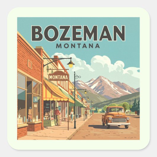 Vintage Bozeman Montana スクエアシール (正面)