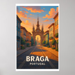 Vintage Braga Portugal Travel Poster  ポスター